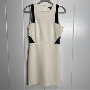 Express White Dress with Black Mesh Cutouts